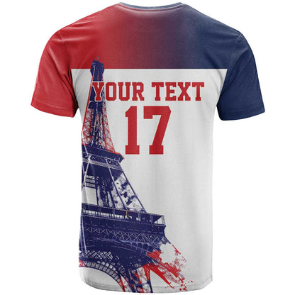 Custom France Basketball T-Shirt Eiffel Tower Sporty Style Graphic Tee