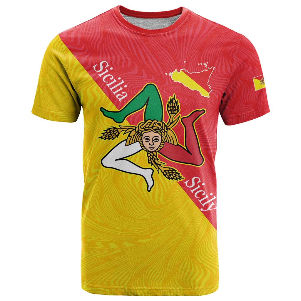 Personalized Italy Sicily T-Shirt Sicilia Gorgoneion with Triskeles Graphic Tee