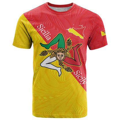 Personalized Italy Sicily T-Shirt Sicilia Gorgoneion with Triskeles Graphic Tee