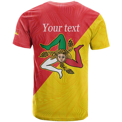Personalized Italy Sicily T-Shirt Sicilia Gorgoneion with Triskeles Graphic Tee