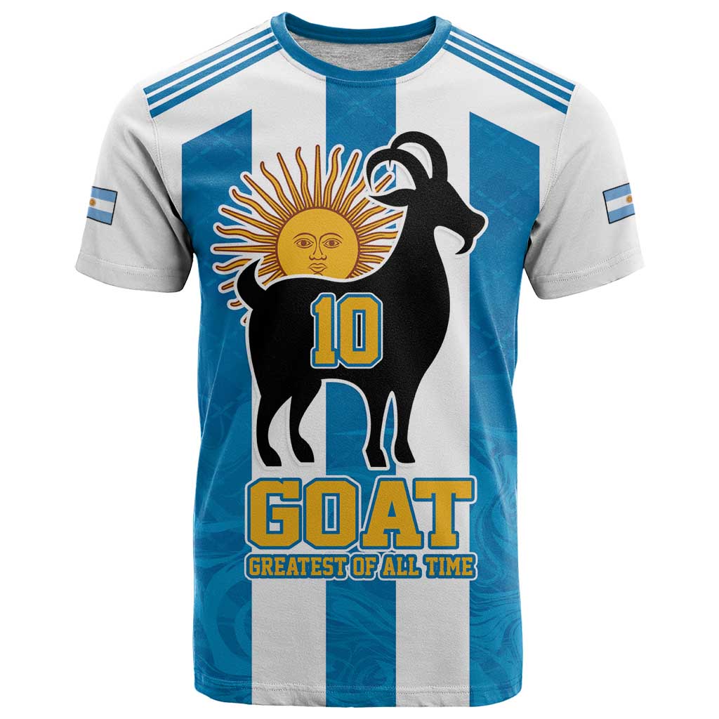 Personalized Argentina 10 Goat T-Shirt Greatest Of All Time Sporty Style Graphic Tee