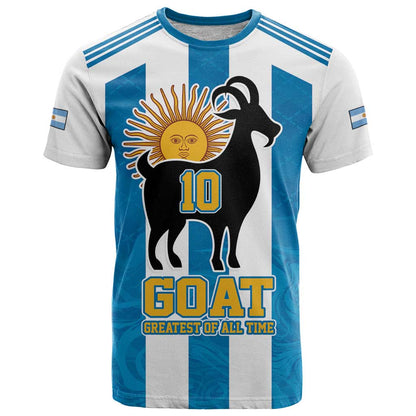 Personalized Argentina 10 Goat T-Shirt Greatest Of All Time Sporty Style Graphic Tee