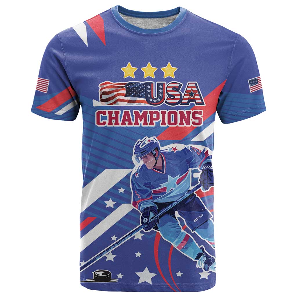 Custom United States Ice Hockey T-Shirt USA Go Champions Sporty Style Graphic Tee