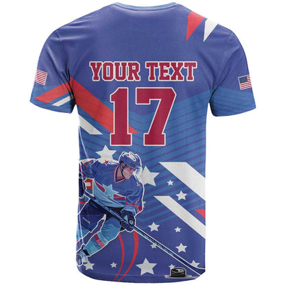 Custom United States Ice Hockey T-Shirt USA Go Champions Sporty Style Graphic Tee