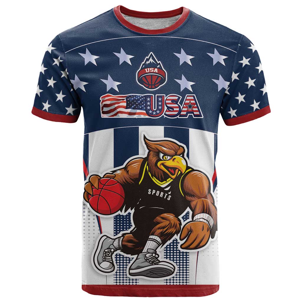Custom United States Basketball T-Shirt USA Eagle Mascot Style Graphic Tee