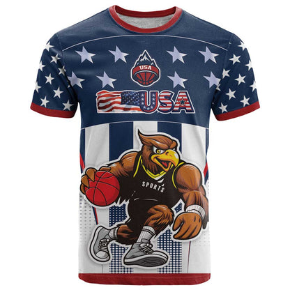 Custom United States Basketball T-Shirt USA Eagle Mascot Style Graphic Tee