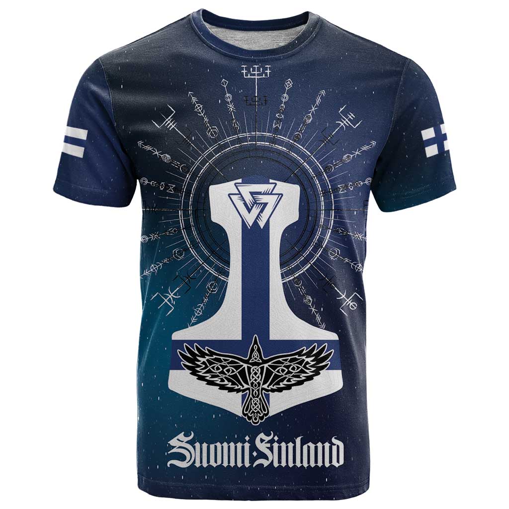 Personalized Finland Drakkar Vikings T-Shirt Suomi Flag Viking Thor Runes Graphic Tee