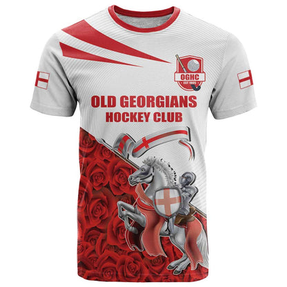 Custom England Field Hockey Champions T-Shirt Old Georgians Hockey Club Sporty Style Graphic Tee