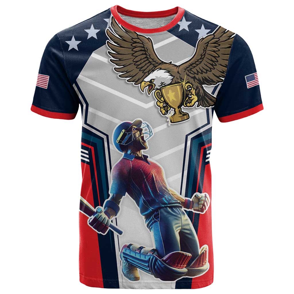 Custom United States Cricket T-Shirt USA Go Champions and Eagle Mascot Style Graphic Tee