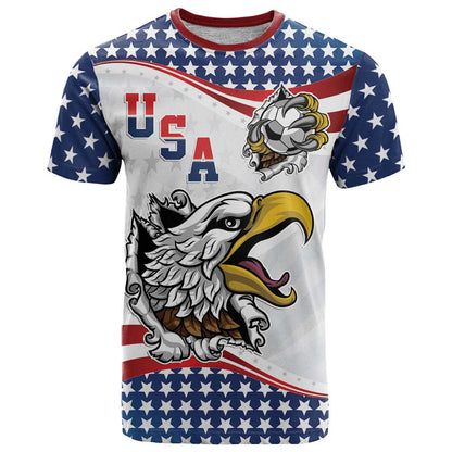 Custom United States Soccer T-Shirt USA Eagle Mascot Style Graphic Tee