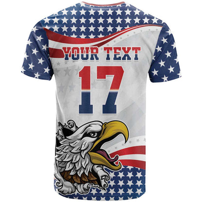 Custom United States Soccer T-Shirt USA Eagle Mascot Style Graphic Tee