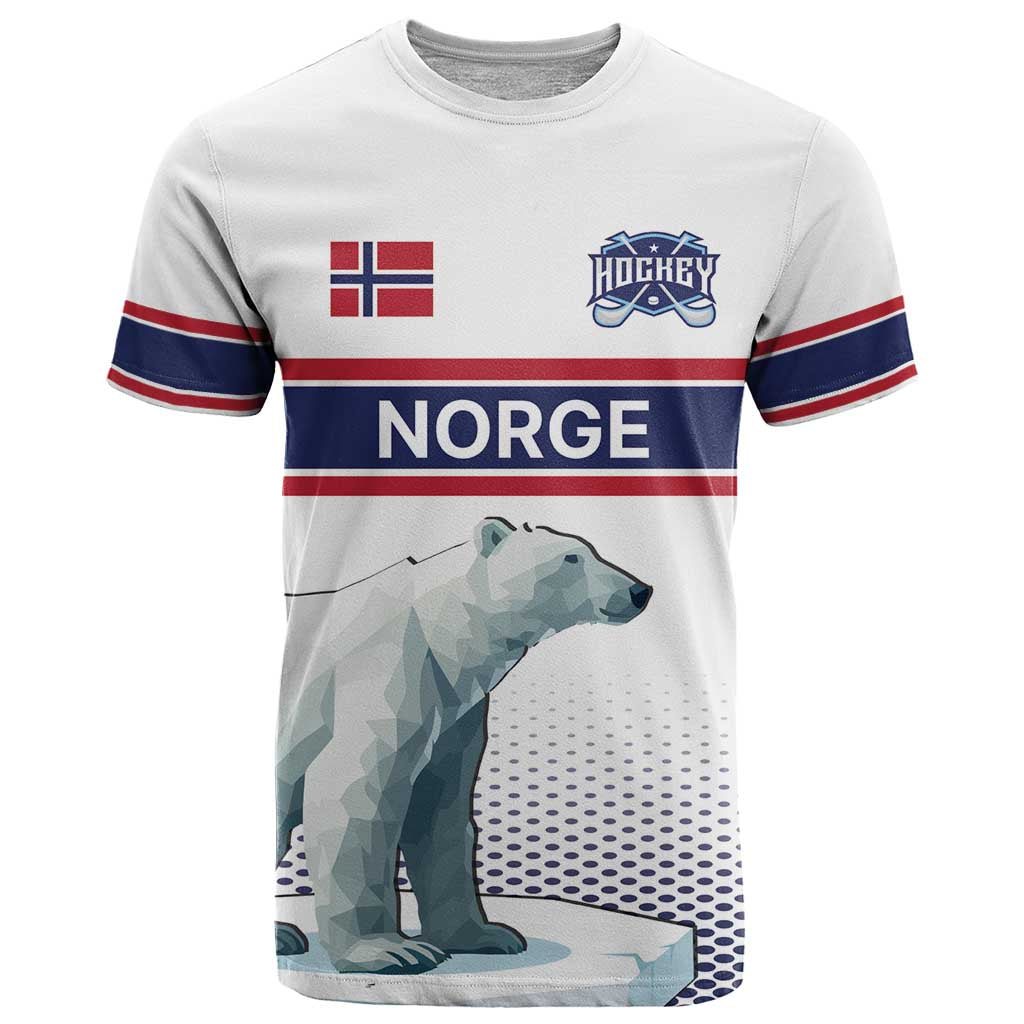 Norway Ice Hockey Custom T-Shirt Norge Polar Bears White Style Graphic Tee