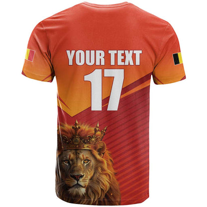 Custom Belgium Tennis Champions T-Shirt Winners Never Quit with A Crowned Lion Graphic Tee