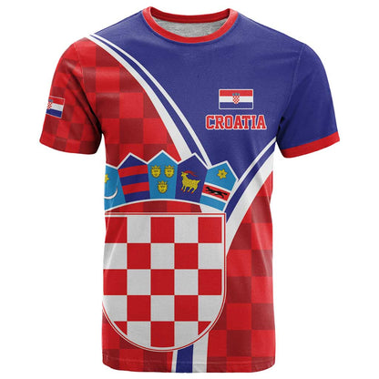 Personalized Croatia Coat of Arms T-Shirt Checkerboard Style Graphic Tee