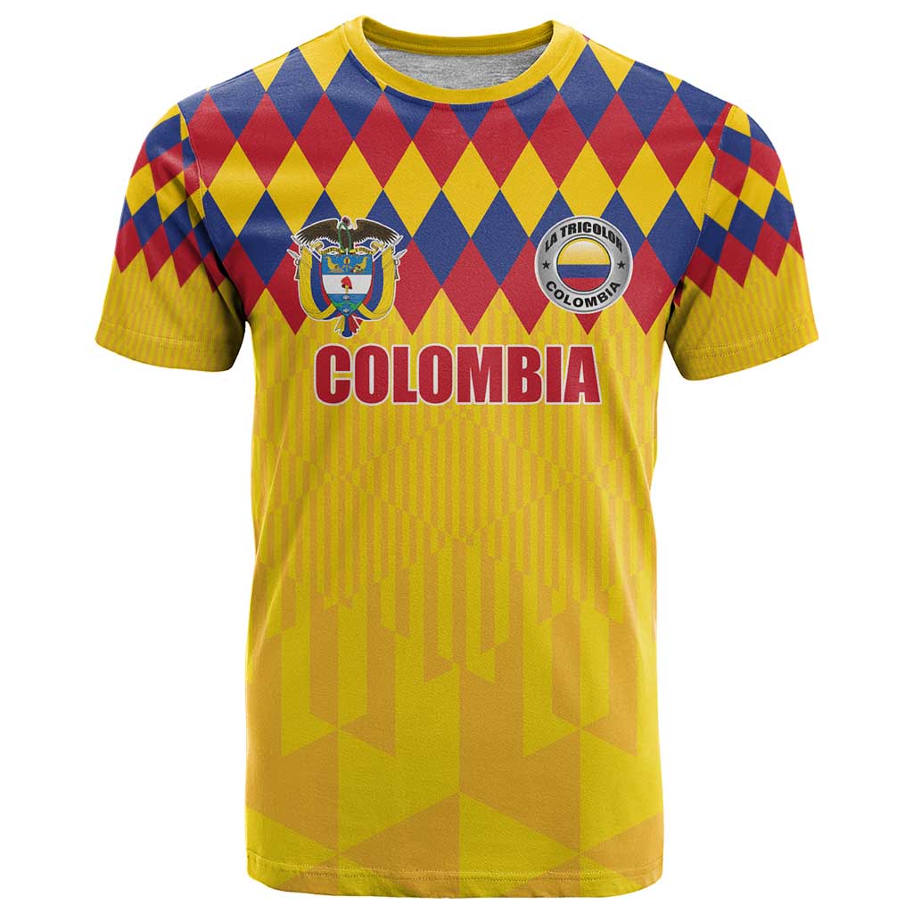 Custom Colombia Football T-Shirt Retro Yellow Style Graphic Tee