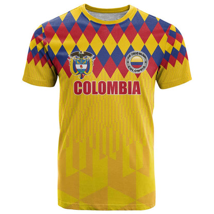 Custom Colombia Football T-Shirt Retro Yellow Style Graphic Tee