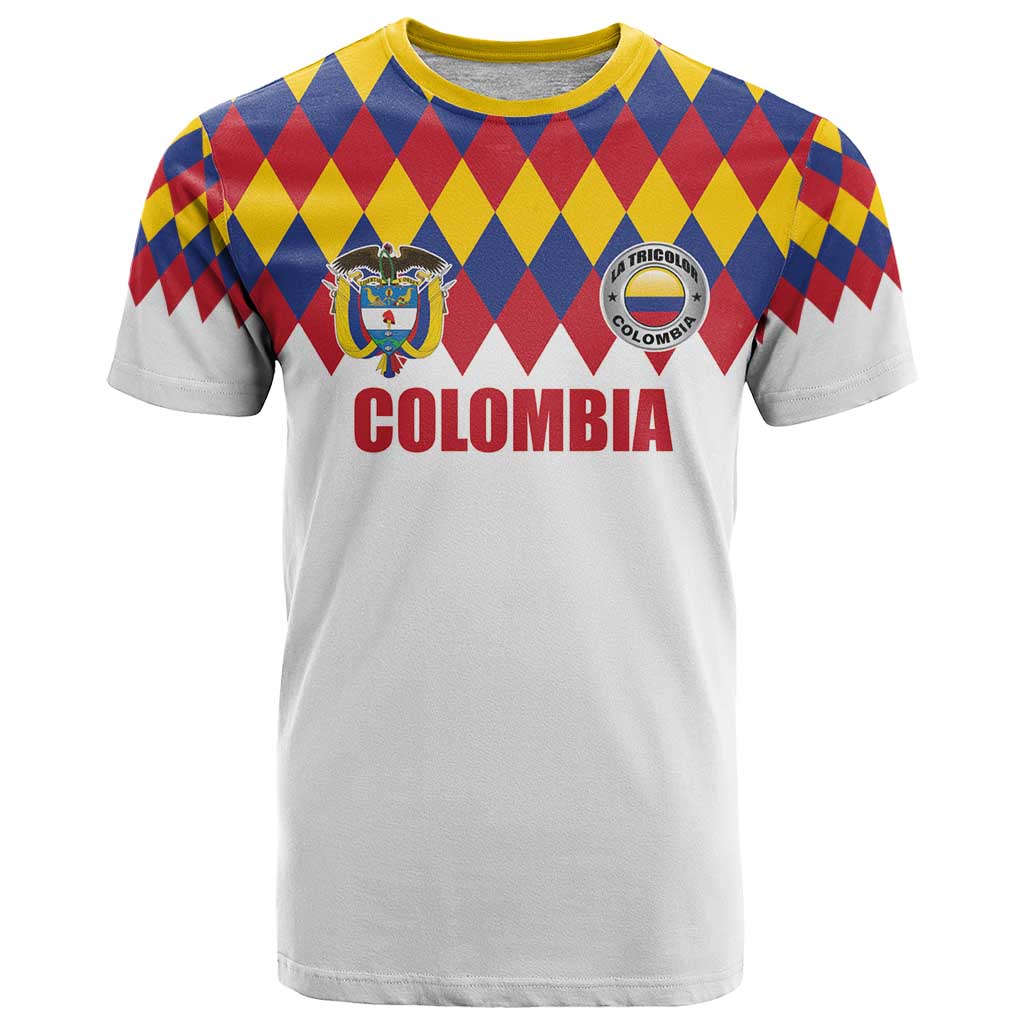 Custom Colombia Football T-Shirt Retro White Style Graphic Tee