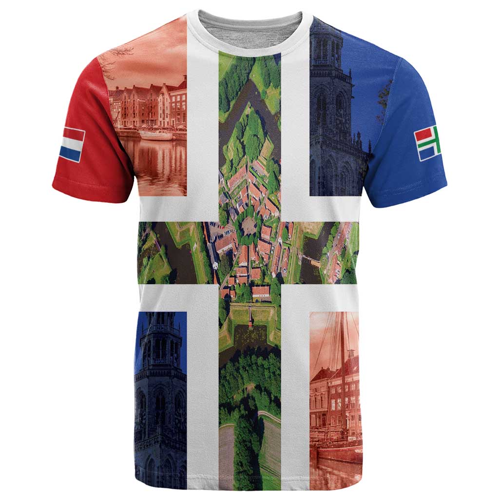 Netherlands Groningen Province T-Shirt Flag Style Graphic Tee