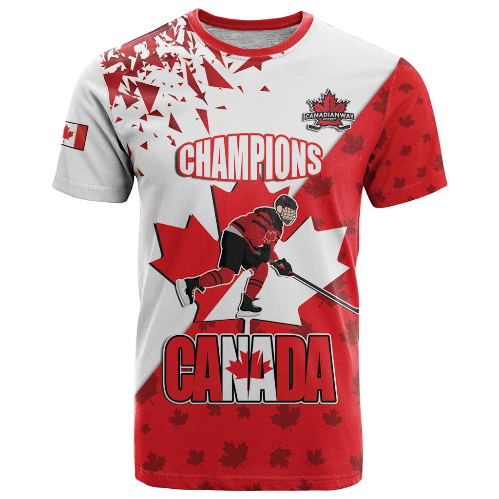 Custom Canada Ice Hockey Champions Forever T-Shirt Sporty Style Graphic Tee