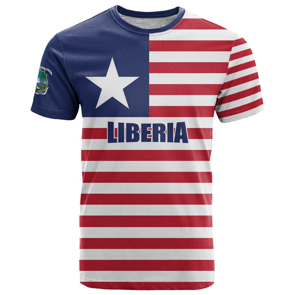 Liberia Flag Style T-Shirt The Love of Liberty Brought Us Here Graphic Tee