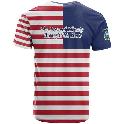 Liberia Flag Style T-Shirt The Love of Liberty Brought Us Here Graphic Tee