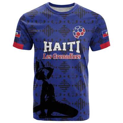 Custom Haiti Football T-Shirt Come on Les Grenadiers Blue Style Graphic Tee