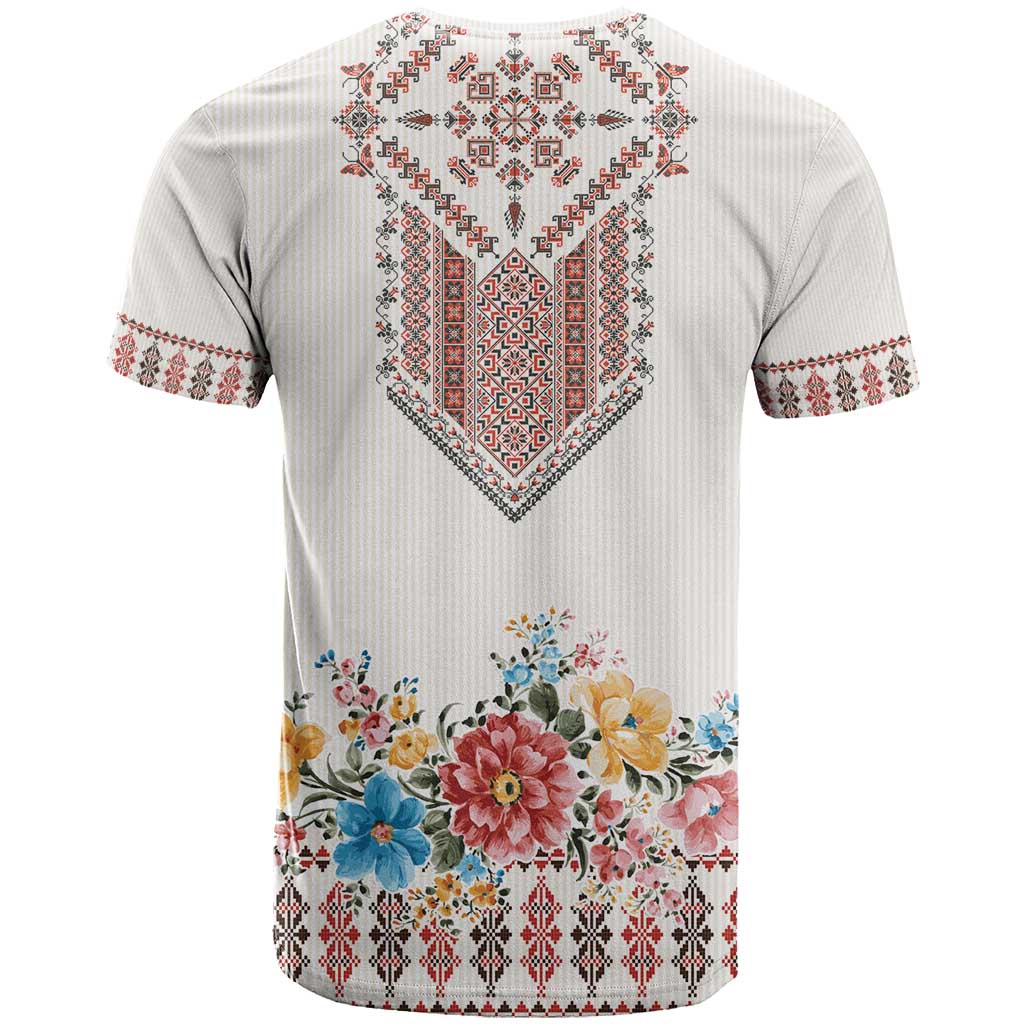 Romania Happy Martisor Day 1 March T-Shirt Martenitsa and Peony Romanian Traditional Pattern Graphic Tee