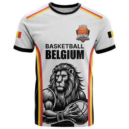 Custom Belgium Basketball T-Shirt Lion Mascot Sporty Style Graphic Tee