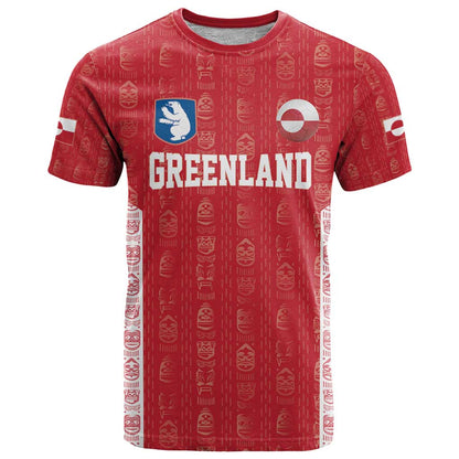 Custom Greenland Football 2024-25 T-Shirt Tupilaq Pattern Graphic Tee