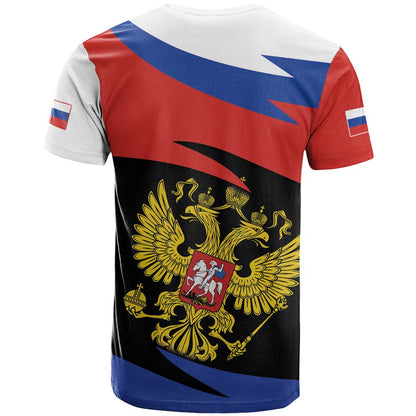 Russia Coat of Arms T-Shirt Russian Eagle Two Heads Simple Style Graphic Tee