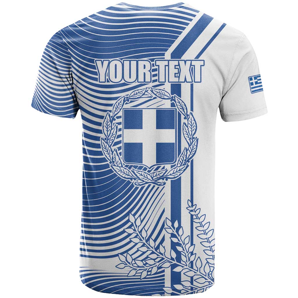 Personalized Greece Coat of Arms T-Shirt Greek cross and Two Laurel Branches Graphic Tee