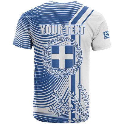 Personalized Greece Coat of Arms T-Shirt Greek cross and Two Laurel Branches Graphic Tee