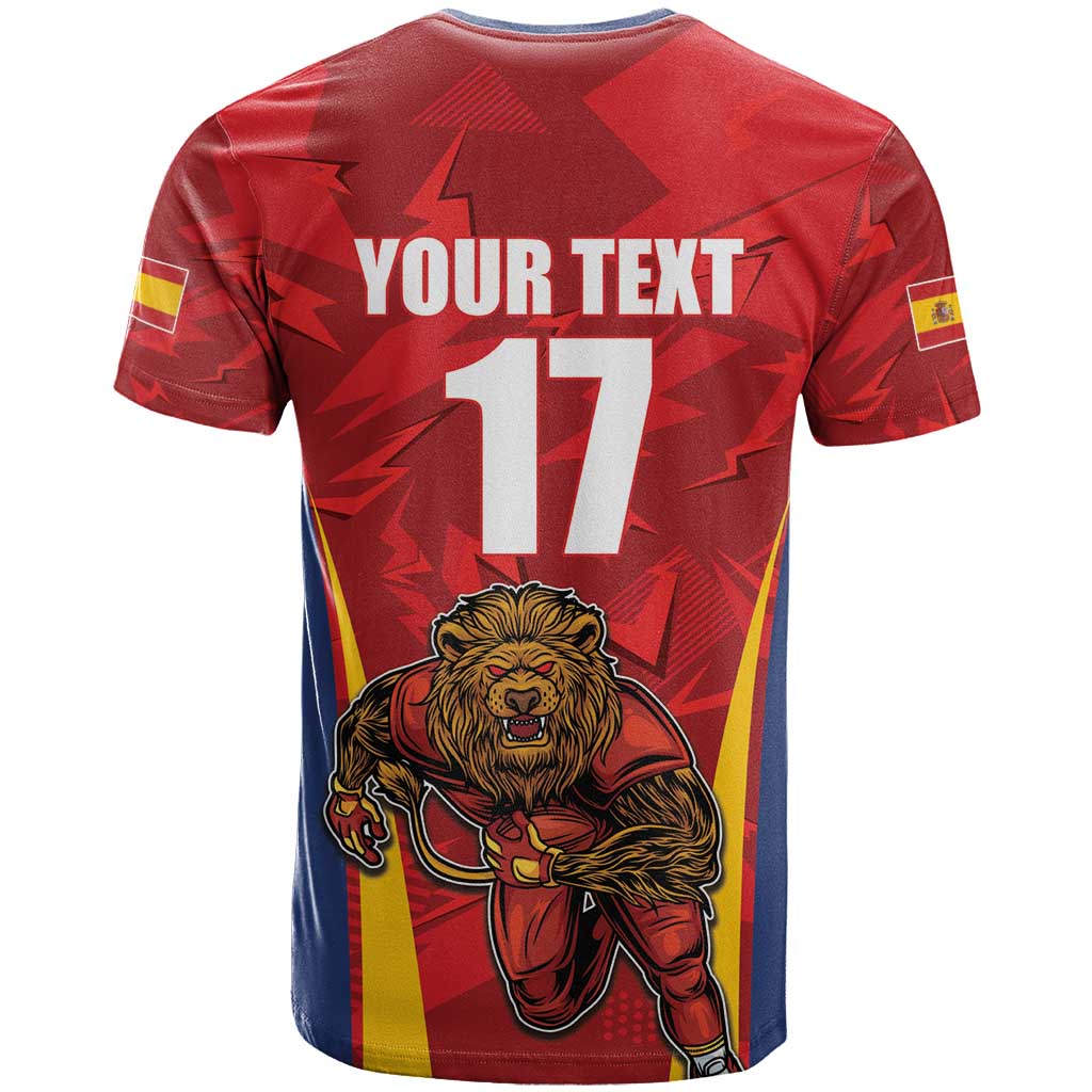 Custom Espana Rugby Spain T-Shirt Lion Mascot Come on Los Leones Red Style Graphic Tee