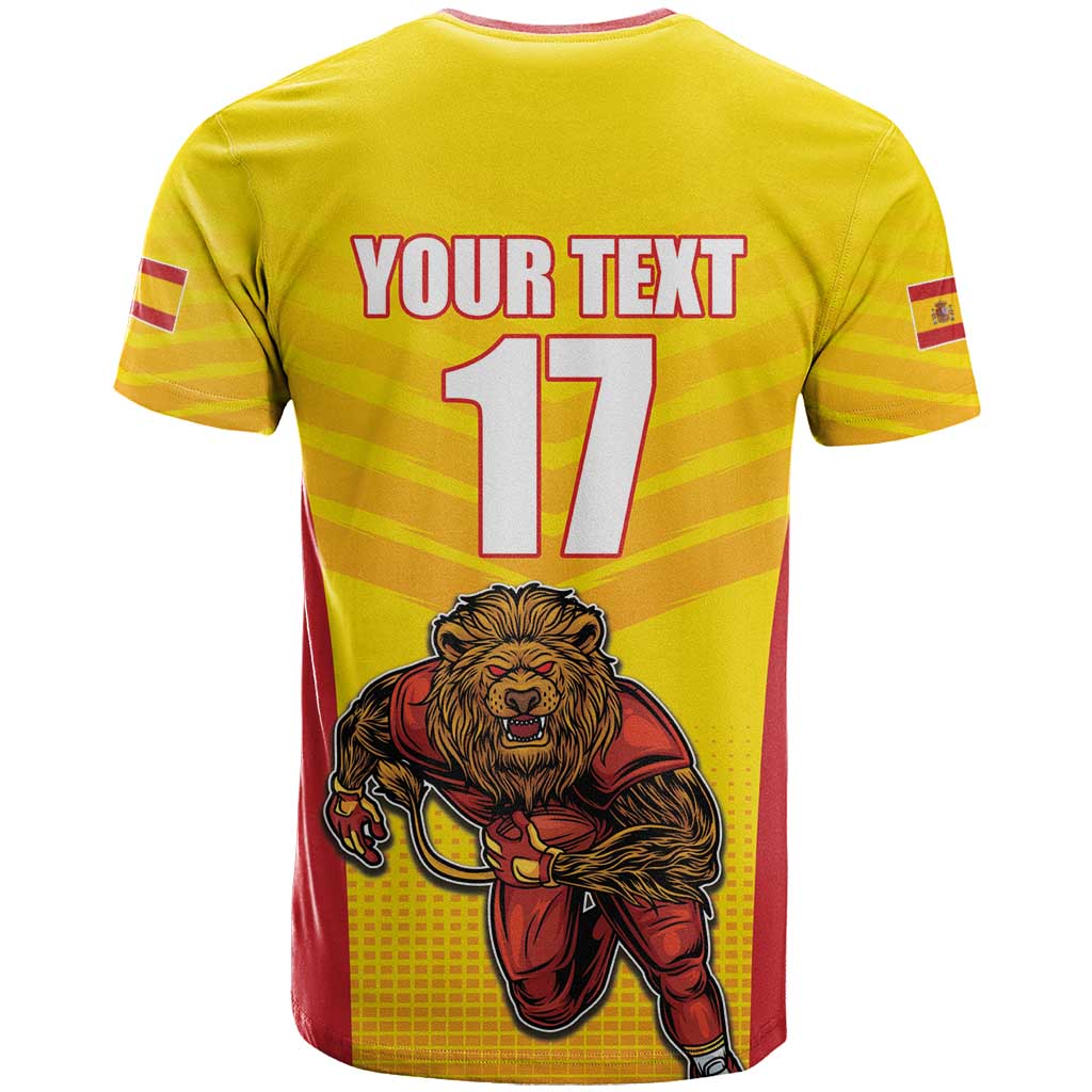 Custom Espana Rugby Spain T-Shirt Lion Mascot Come on Los Leones Yellow Style Graphic Tee