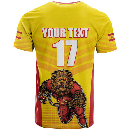 Custom Espana Rugby Spain T-Shirt Lion Mascot Come on Los Leones Yellow Style Graphic Tee