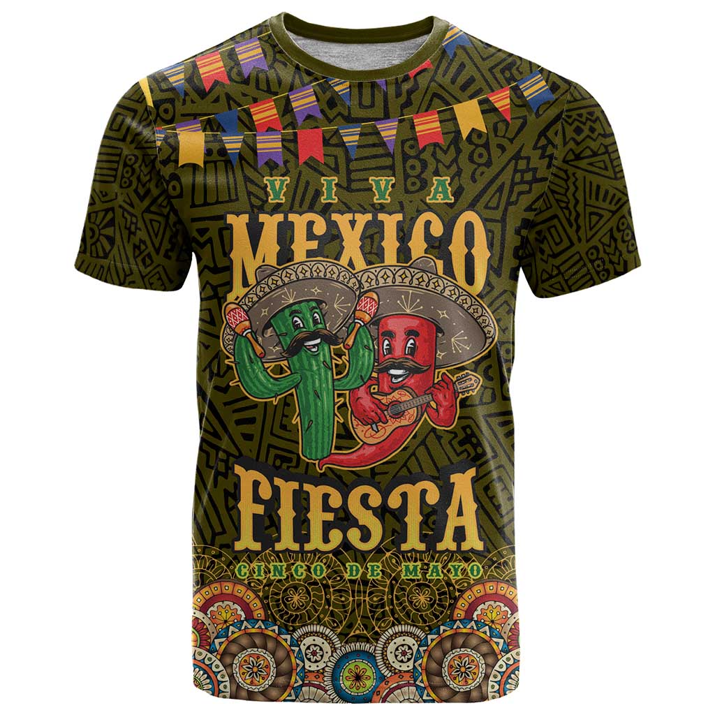 Personalized Mexico Cinco De Mayo T-Shirt Chilli Pepper and Cactus Graphic Tee