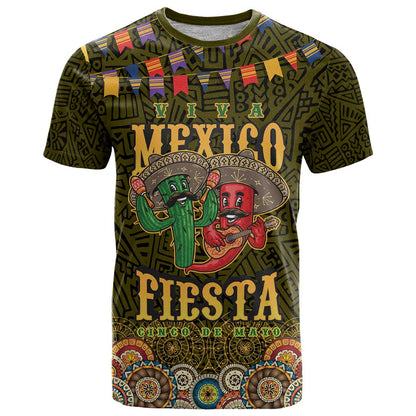 Personalized Mexico Cinco De Mayo T-Shirt Chilli Pepper and Cactus Graphic Tee