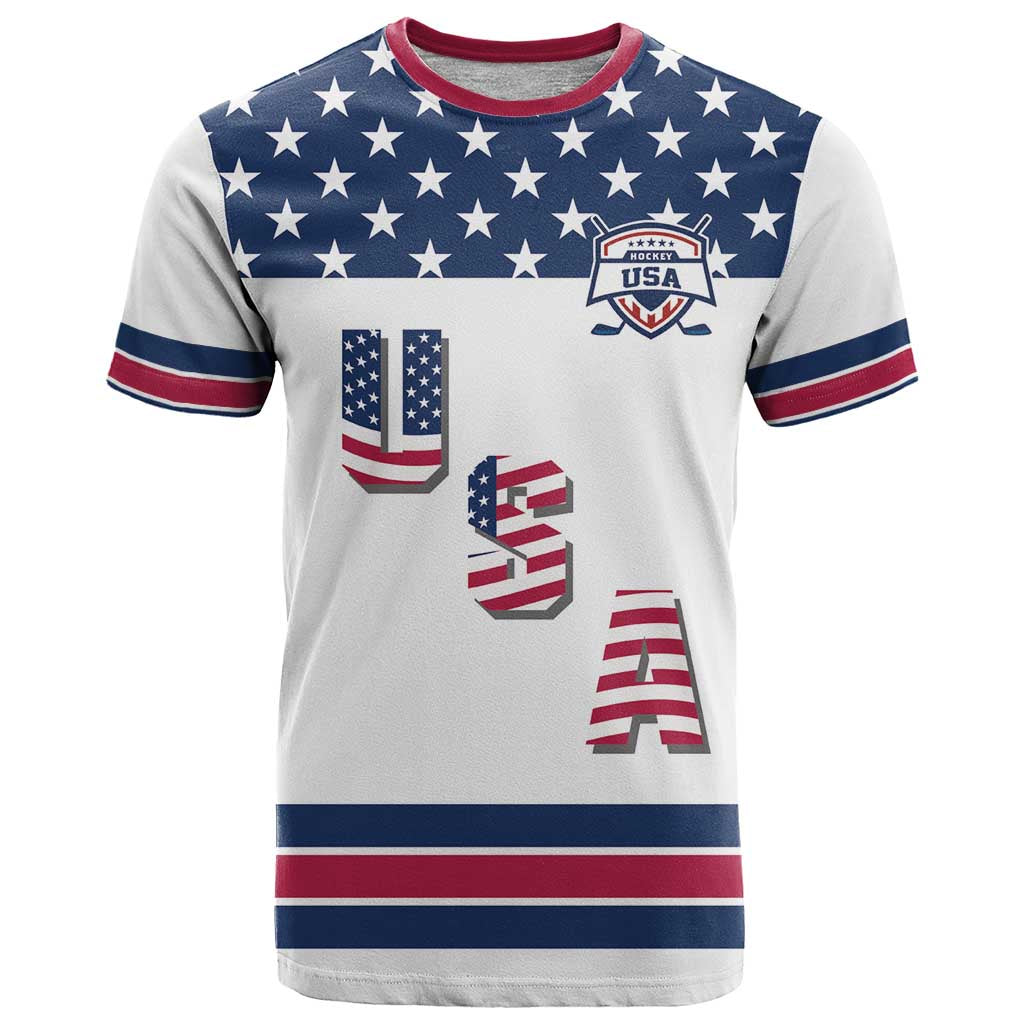 Custom USA Ice Hockey T-Shirt Sporty Style Go Champions Graphic Tee