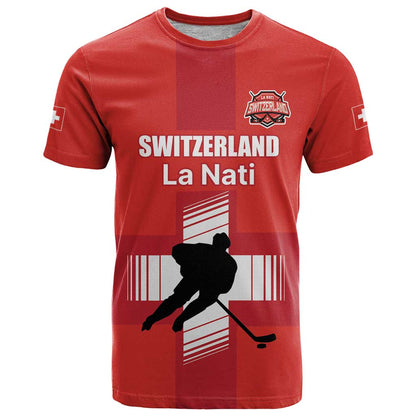 Custom Switzerland Ice Hockey T-Shirt La Nati Go Champions Graphic Tee
