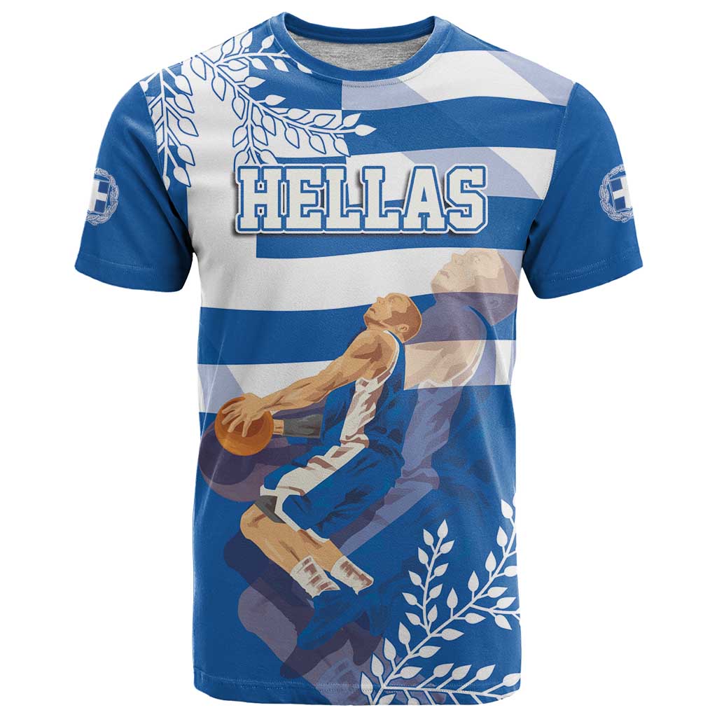 Custom Greece Basketball T-Shirt Sporty Style with Laurel Graphic Tee