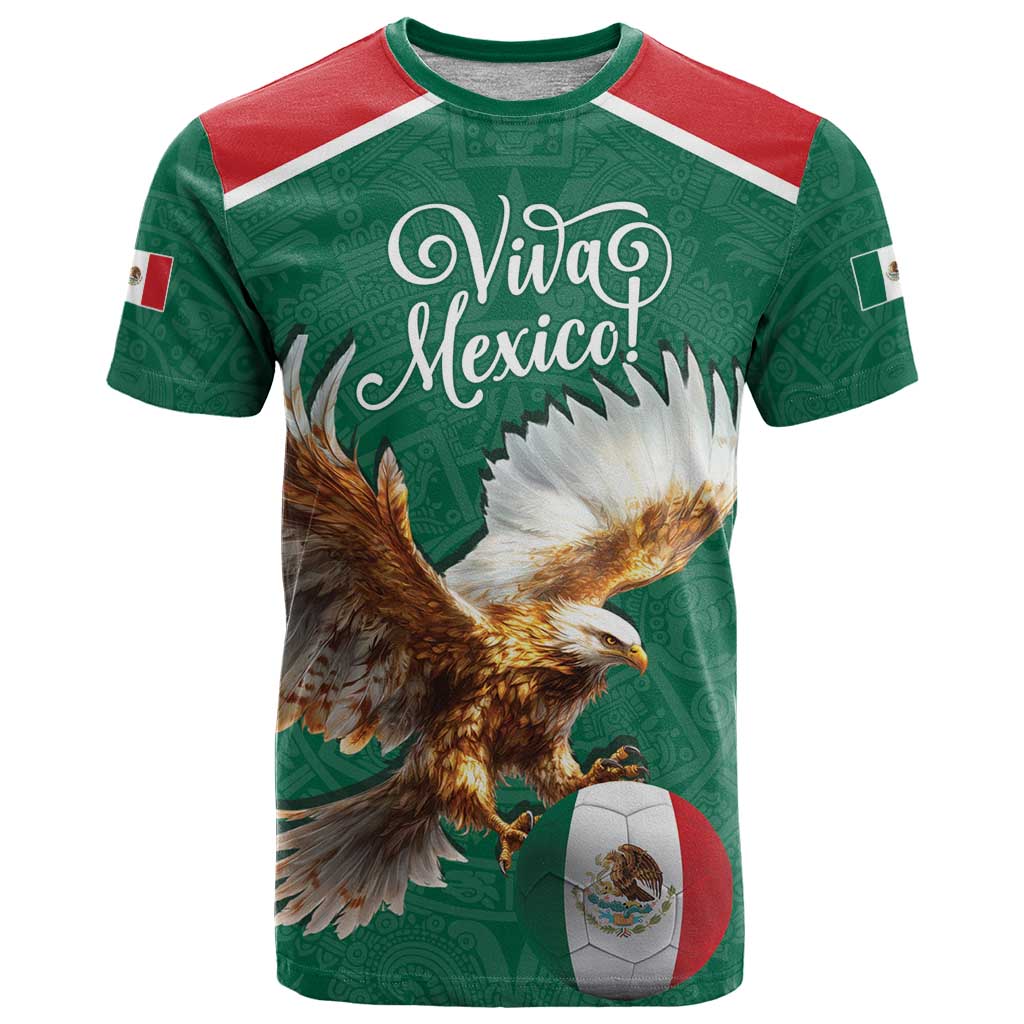 Personalized Viva Mexico Football T-Shirt Mexican Eagle Mascot with Sporty Style Graphic Tee