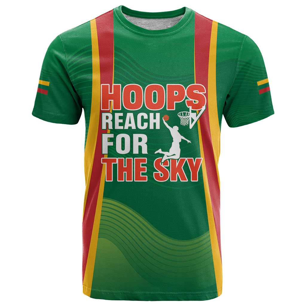 Custom Lithuania Basketball T-Shirt Hoops Reach For the Sky Graphic Tee