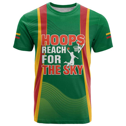 Custom Lithuania Basketball T-Shirt Hoops Reach For the Sky Graphic Tee