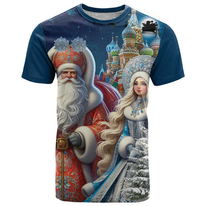 Russia Ded Moroz and Snegurochka T-Shirt Orthodox Christmas Slavic Mythology Graphic Tee