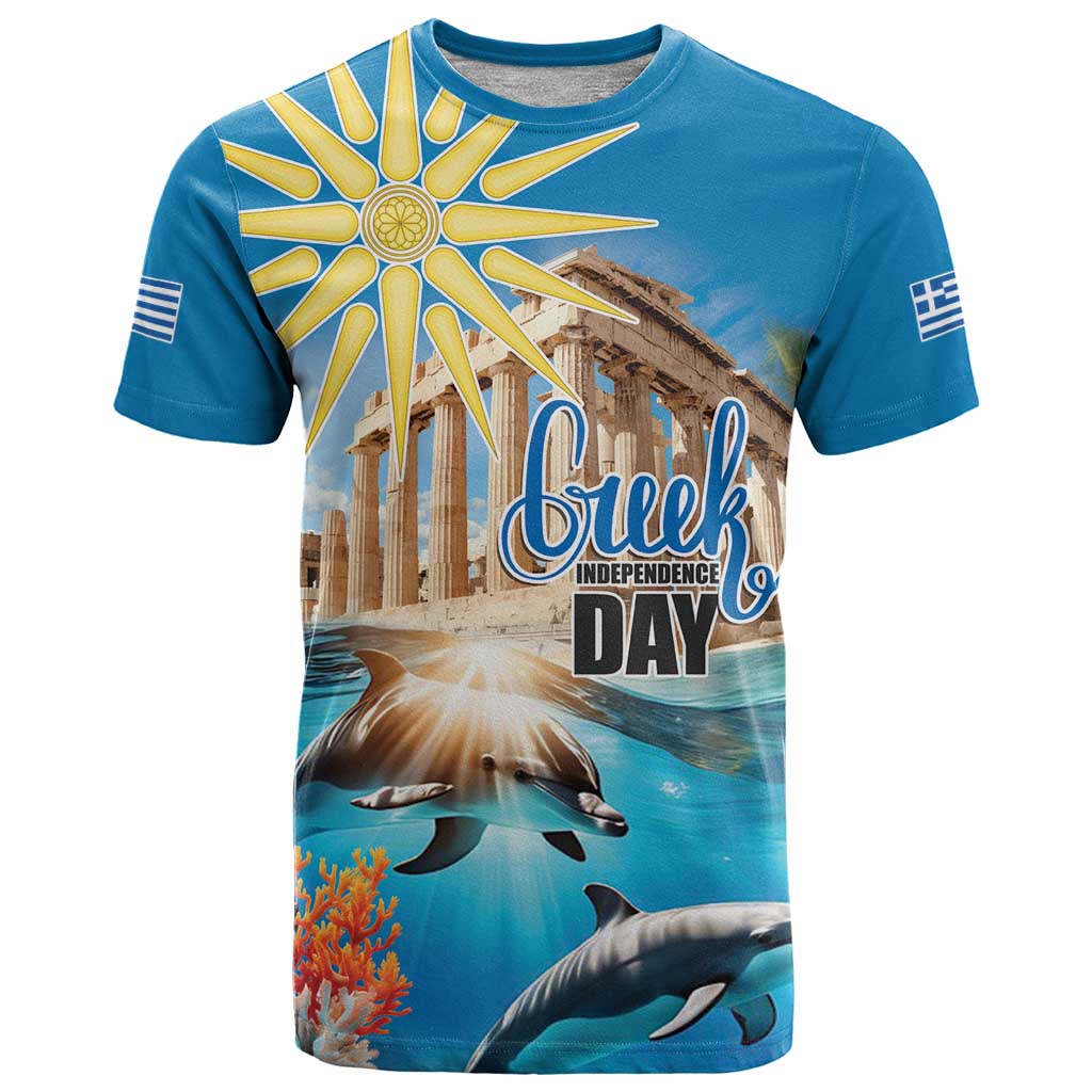 Greece Independence Day 25th March T-Shirt Scenery in Greece Graphic Tee