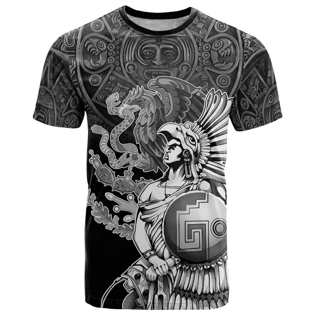 Mexico Aztec Warrior T-Shirt Huitzilopochtli With Aztec Calendar Graphic Tee
