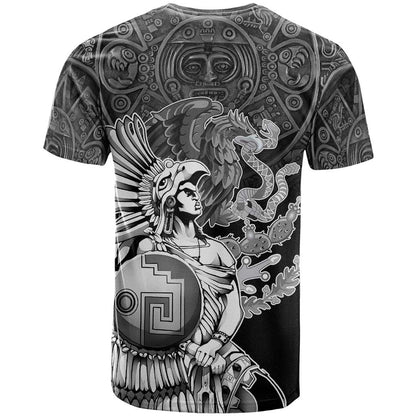 Mexico Aztec Warrior T-Shirt Huitzilopochtli With Aztec Calendar Graphic Tee