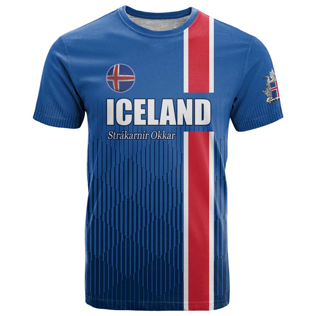 Custom Iceland Football T-Shirt Blue with Flag Style Graphic Tee