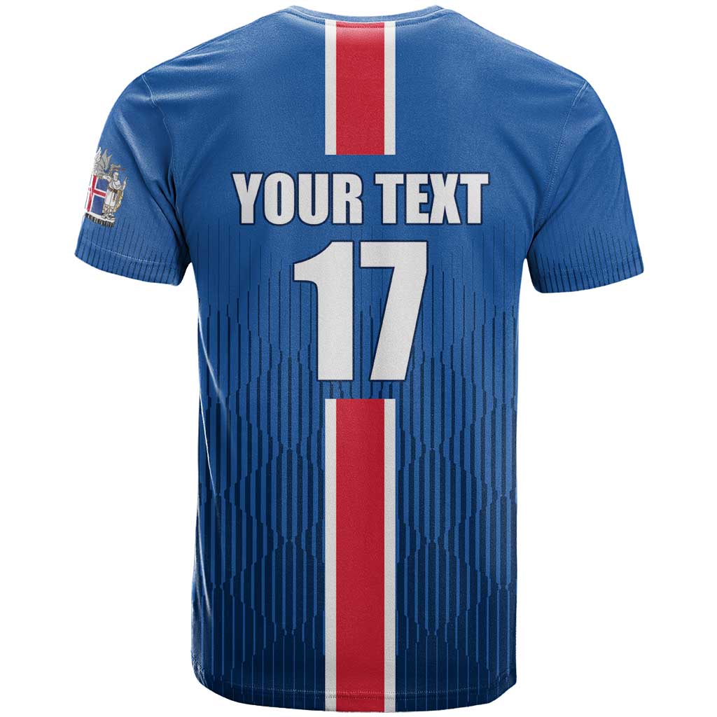 Custom Iceland Football T-Shirt Blue with Flag Style Graphic Tee