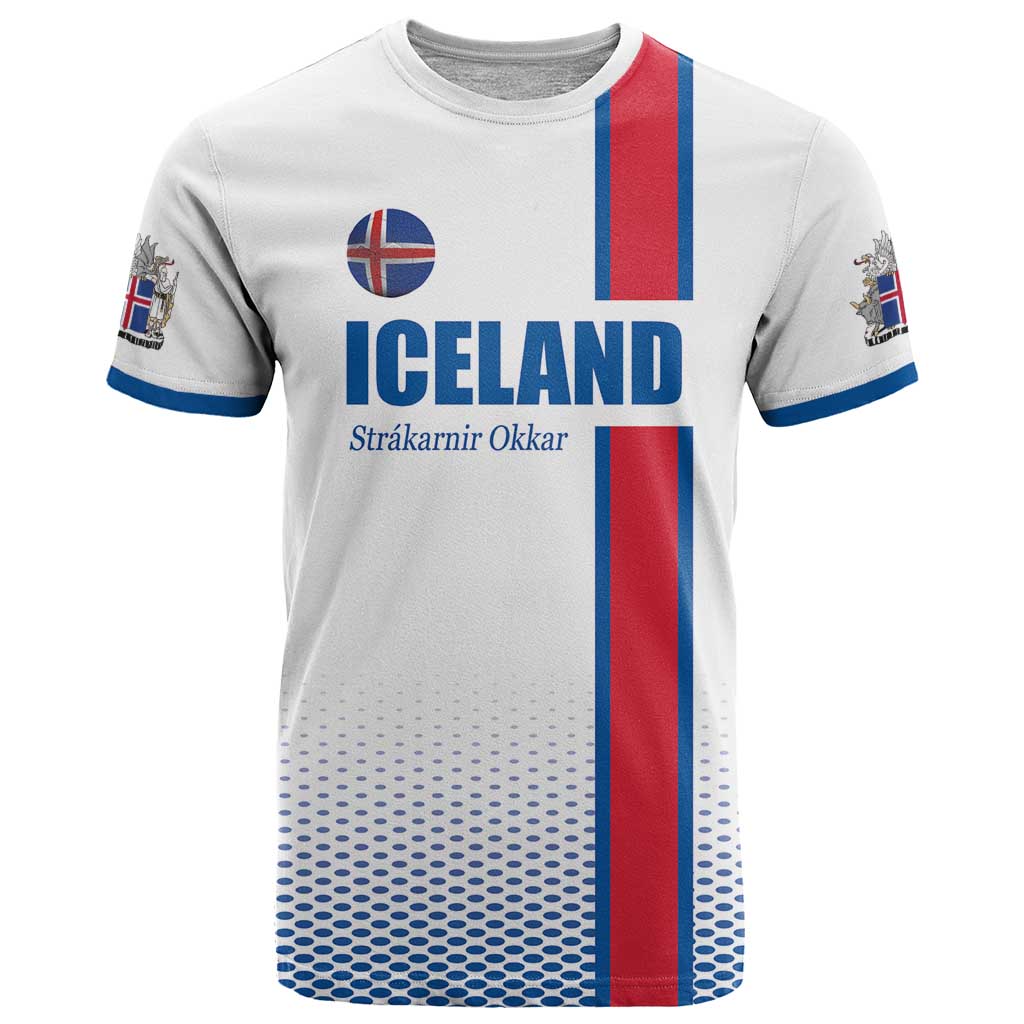 Custom Iceland Football T-Shirt White with Flag Style Graphic Tee